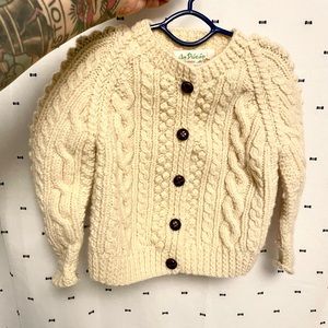 Infant’s Traditional Aran Merino Wool Cardigan, Infant cardigan, 100% wool